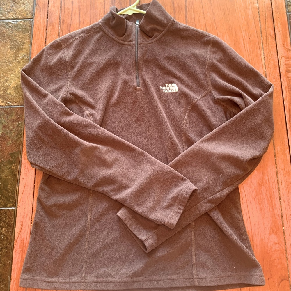 North face quarter zip fleece jacket. Dark brown, cozy! GUC.